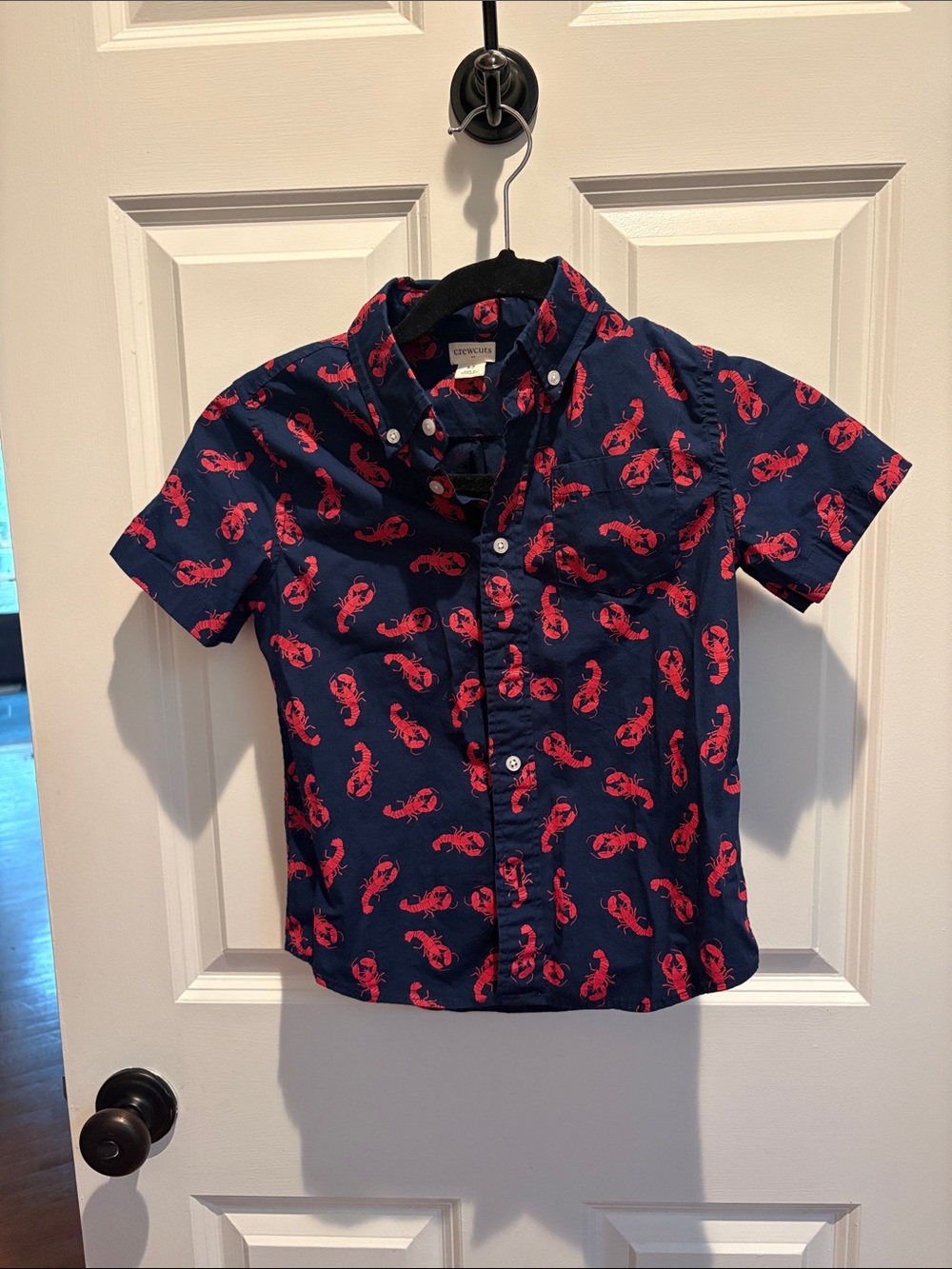 Crewcuts Navy Short-Sleeve Button-Down with Red Lobster Print